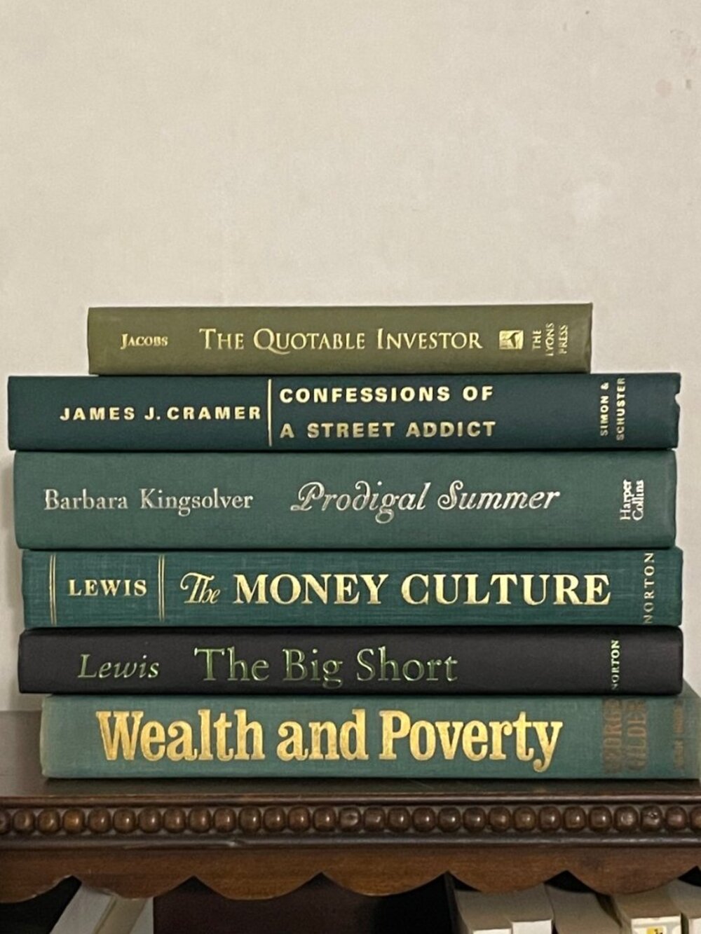 Decorative book stack - green